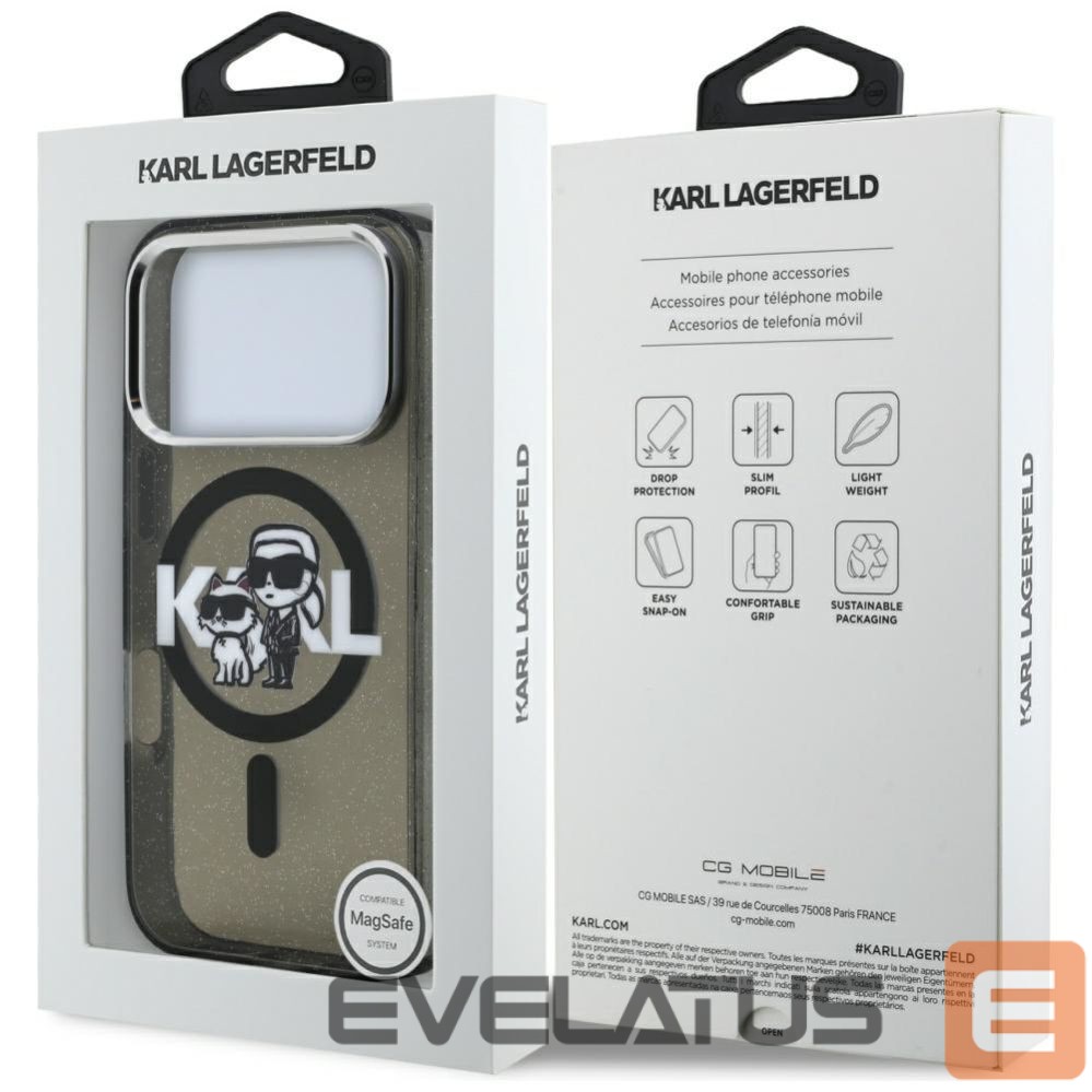 Other goods Karl Lagerfeld Karl Lagerfeld IML Glitter Karl & Choupette Sketch Logo MagSafe Case for iPhone 17 Pro - Black