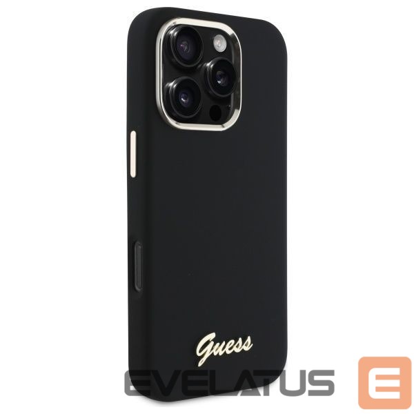 Other goods Guess Guess Silicone Script Metal Logo & Frame Case for iPhone 16 Pro Max - Black