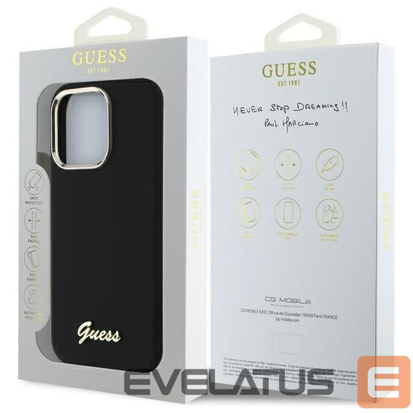 Other goods Guess Guess Silicone Script Metal Logo & Frame Case for iPhone 16 Pro Max - Black