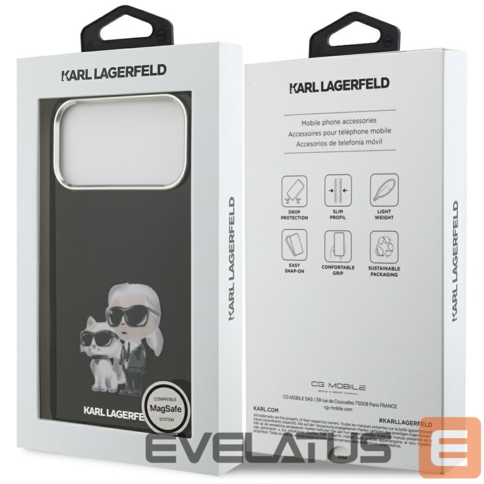Other goods Karl Lagerfeld Karl Lagerfeld IML Aquarelle Karl & Choupette & Logo MagSafe Case for iPhone 17 Pro - Black