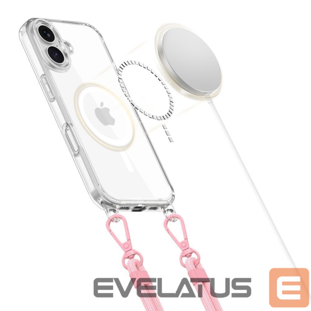 Other goods Tech-Protect Tech-Protect Flexair Chain MagSafe Case for iPhone 16 - Clear + 2 Lanyards (Pink and Gray)