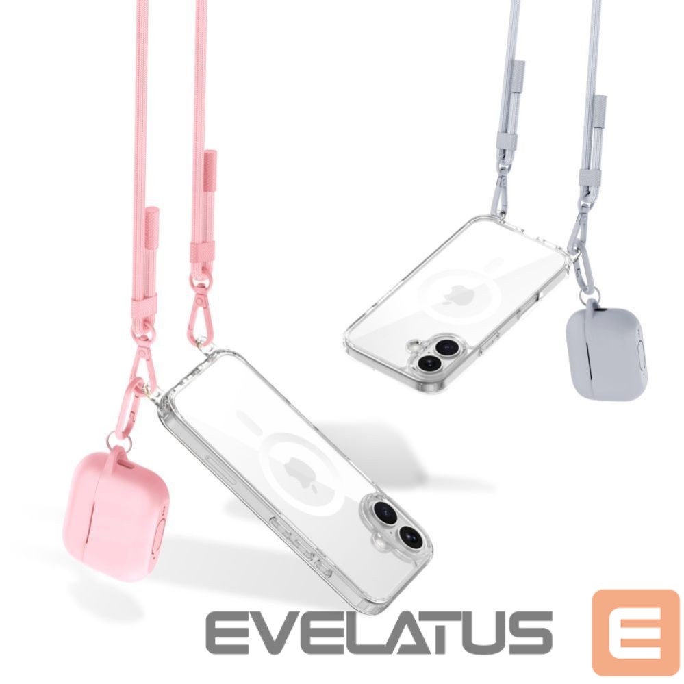 Other goods Tech-Protect Tech-Protect Flexair Chain MagSafe Case for iPhone 16 - Clear + 2 Lanyards (Pink and Gray)