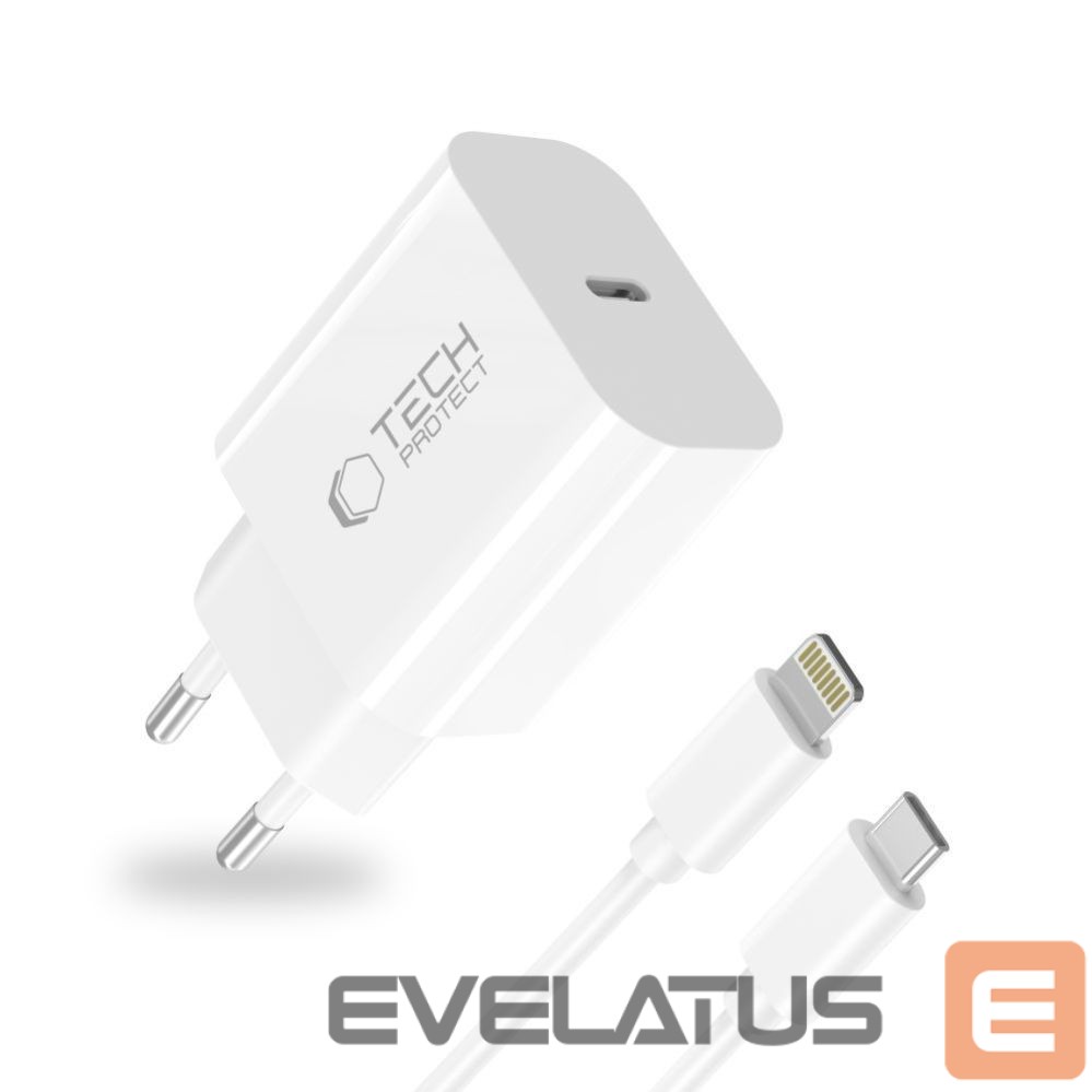 Other goods Tech-Protect Tech-Protect NC20W Wall Charger with 100 cm USB-C / Lightning Cable - White