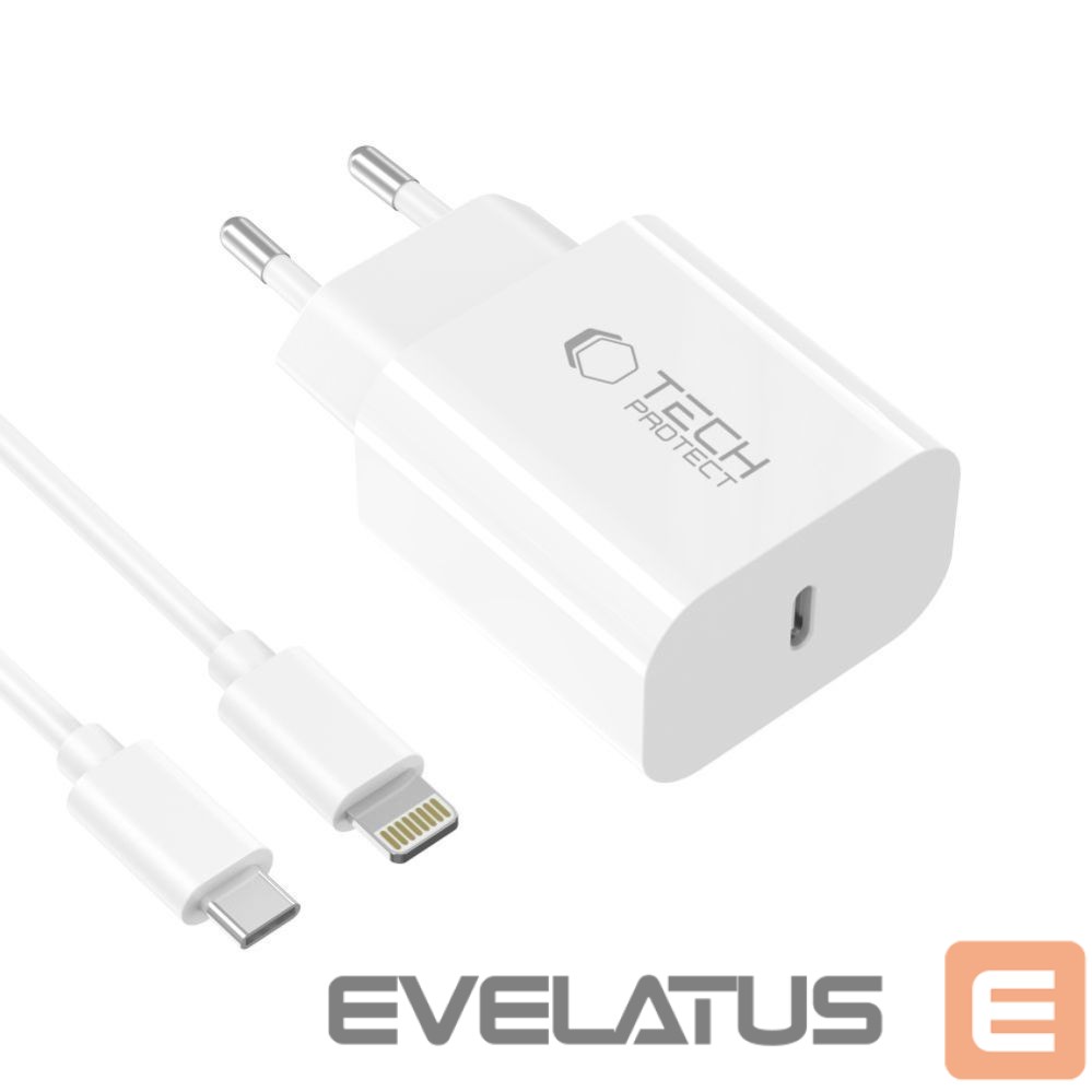 Other goods Tech-Protect Tech-Protect NC20W Wall Charger with 100 cm USB-C / Lightning Cable - White