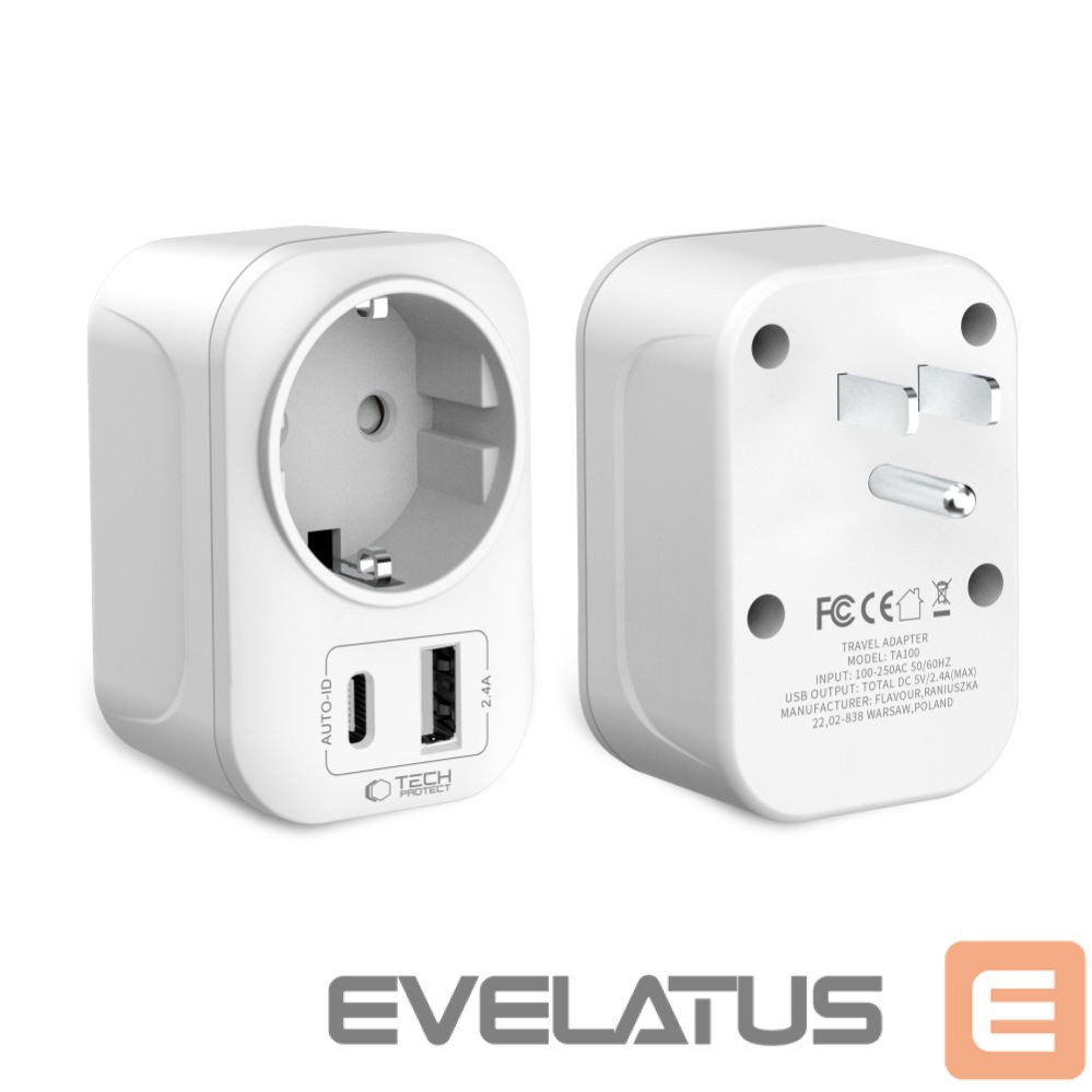 Other goods Tech-Protect Tech-Protect TA100 US Adapter - White