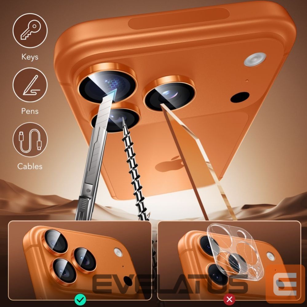 Other goods ESR ESR Armorite Camera Lens Glass for iPhone 17 Pro / Max / 15 Pro / Max / 16 Pro / Max / 17 Pro / Max - Orange