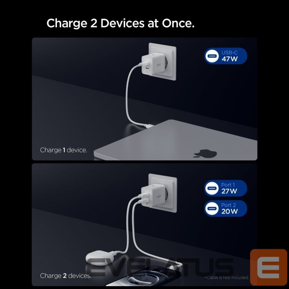 Other goods Spigen Spigen Essential EE472EU 2-port USC-C 47W wall charger - white