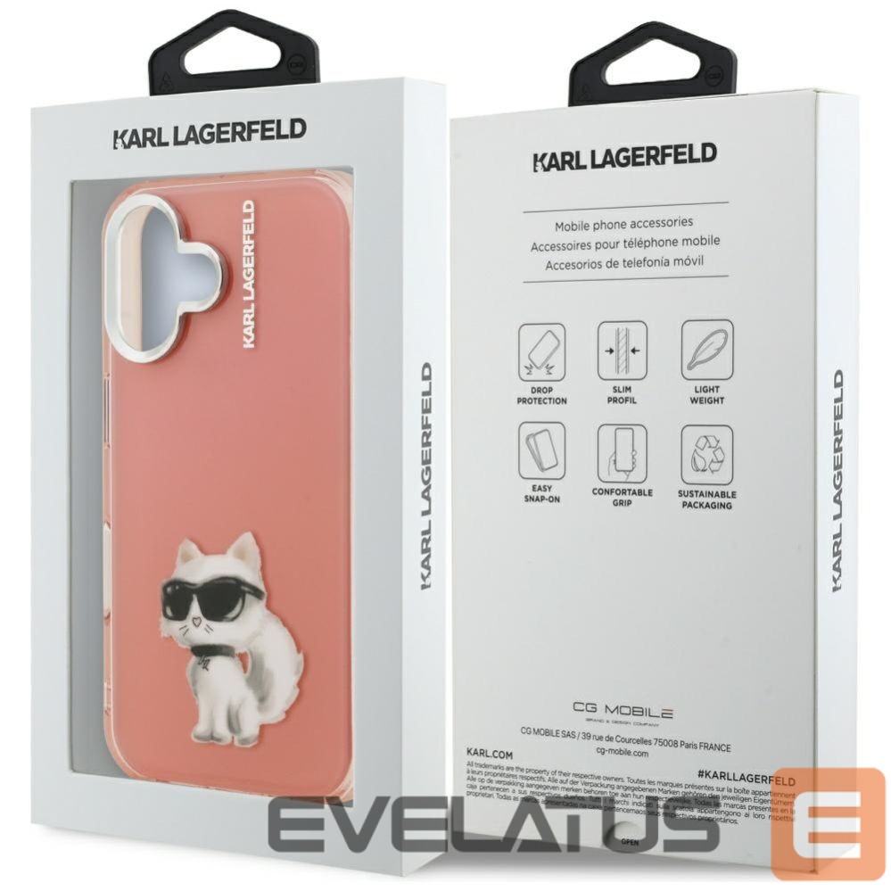 Other goods Karl Lagerfeld Karl Lagerfeld IML Aquarelle Choupette & Logo iPhone 16 Case - Pink