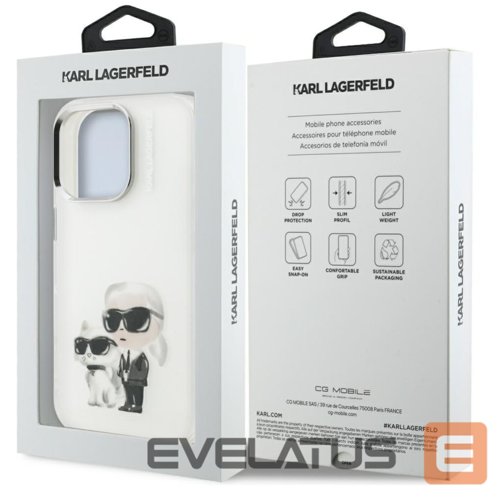 Other goods Karl Lagerfeld Karl Lagerfeld IML Aquarelle Karl & Choupette & Logo iPhone 16 Pro Case - White