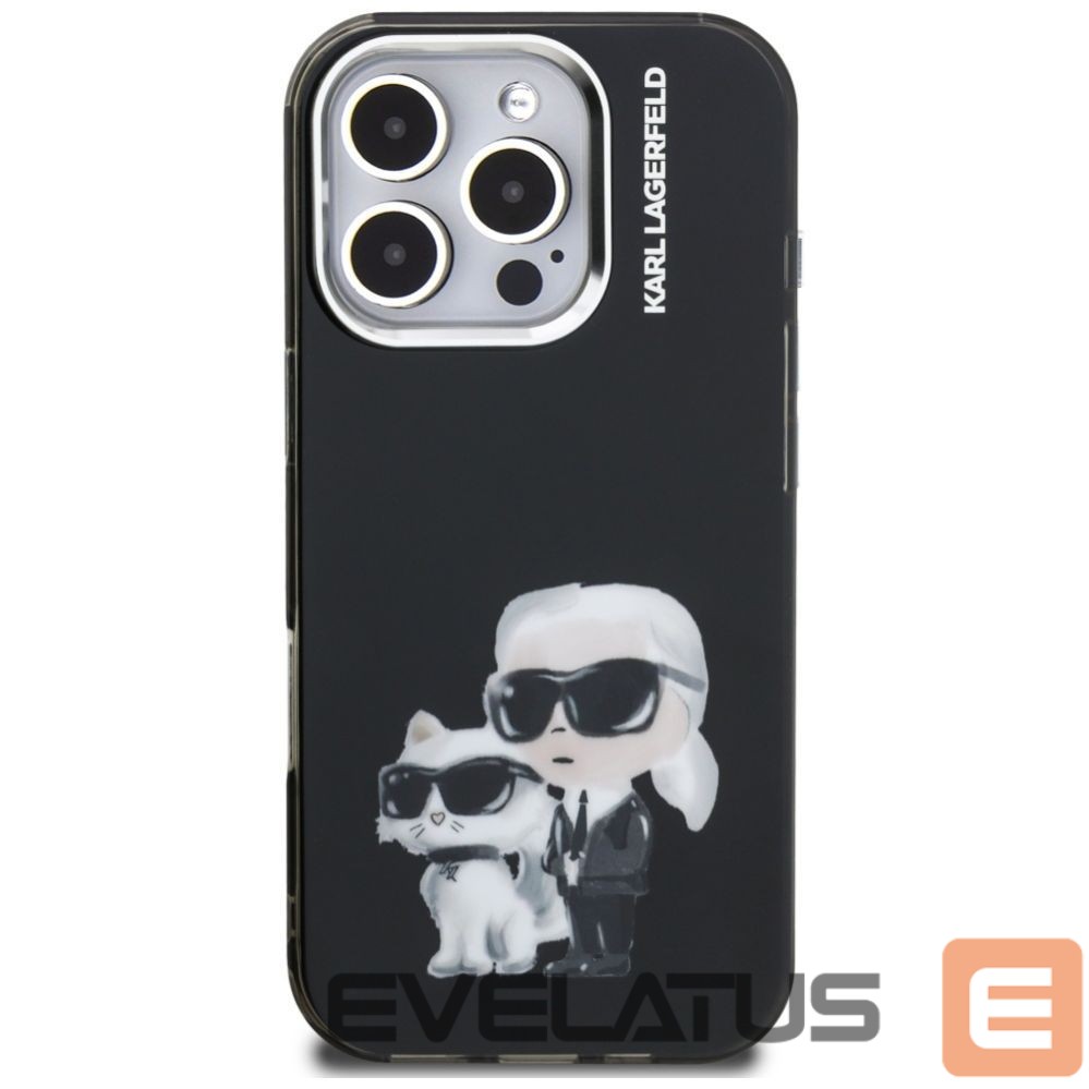 Other goods Karl Lagerfeld Karl Lagerfeld IML Aquarelle Karl & Choupette & Logo Case for iPhone 16 Pro Max - Black