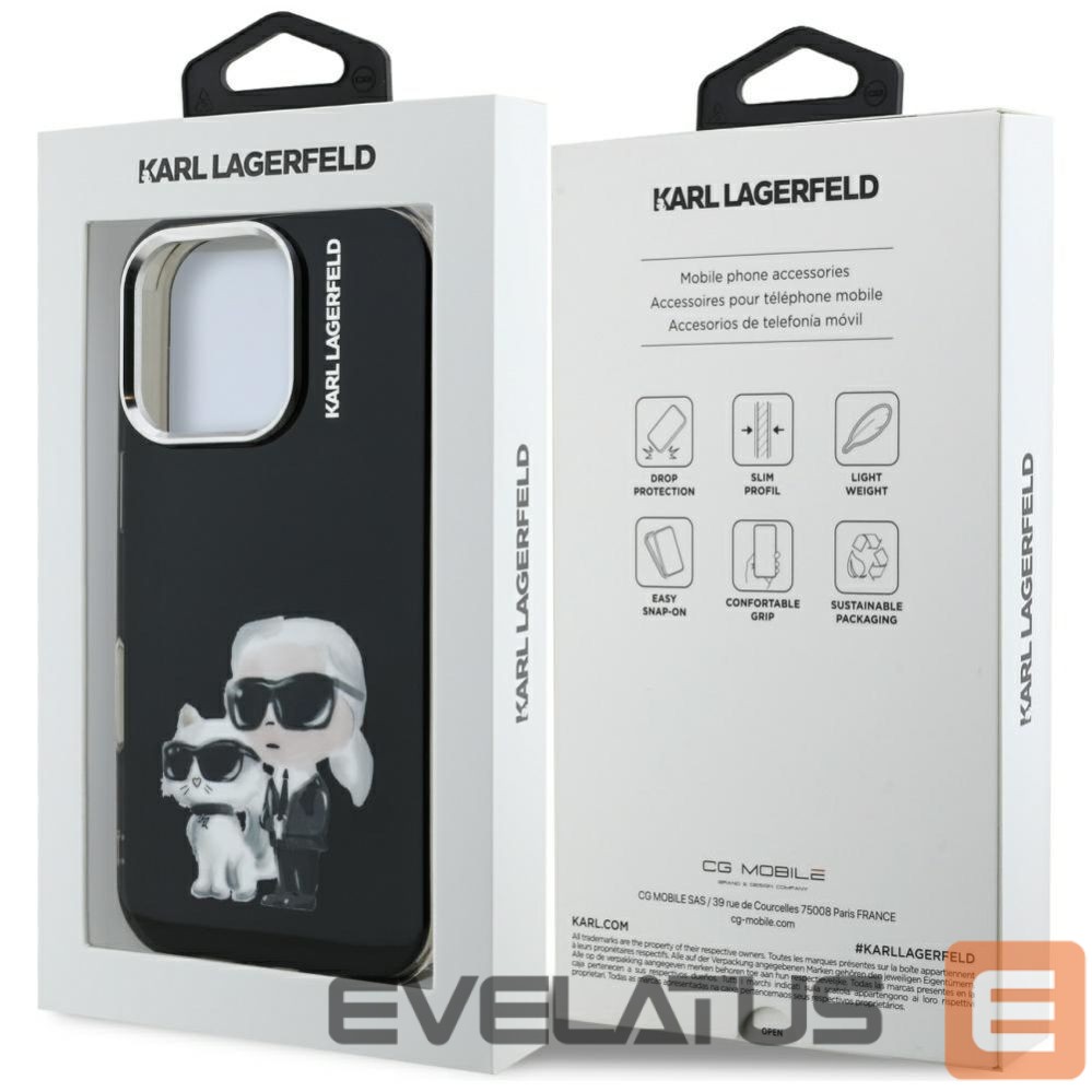 Other goods Karl Lagerfeld Karl Lagerfeld IML Aquarelle Karl & Choupette & Logo Case for iPhone 16 Pro Max - Black