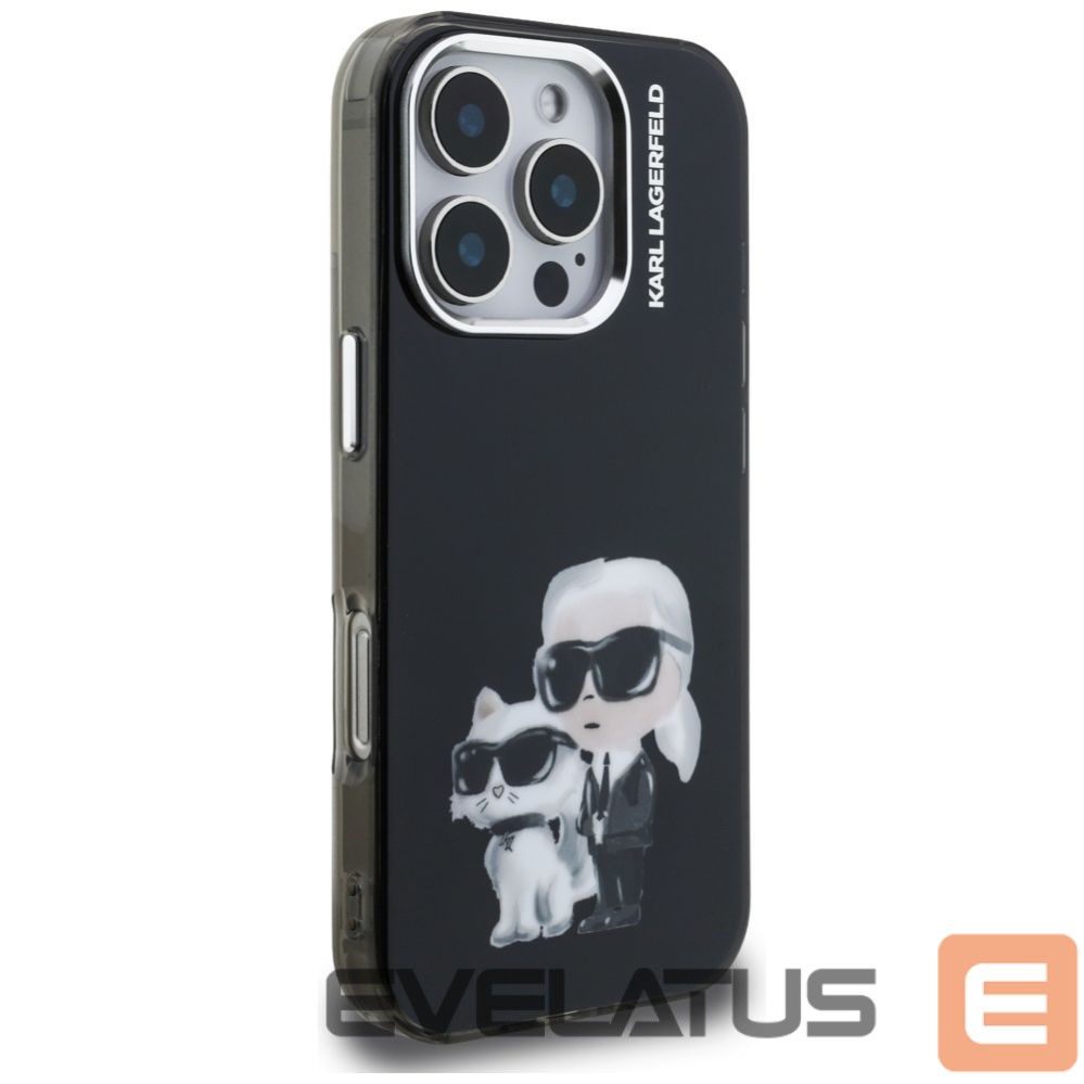 Other goods Karl Lagerfeld Karl Lagerfeld IML Aquarelle Karl & Choupette & Logo Case for iPhone 16 Pro Max - Black