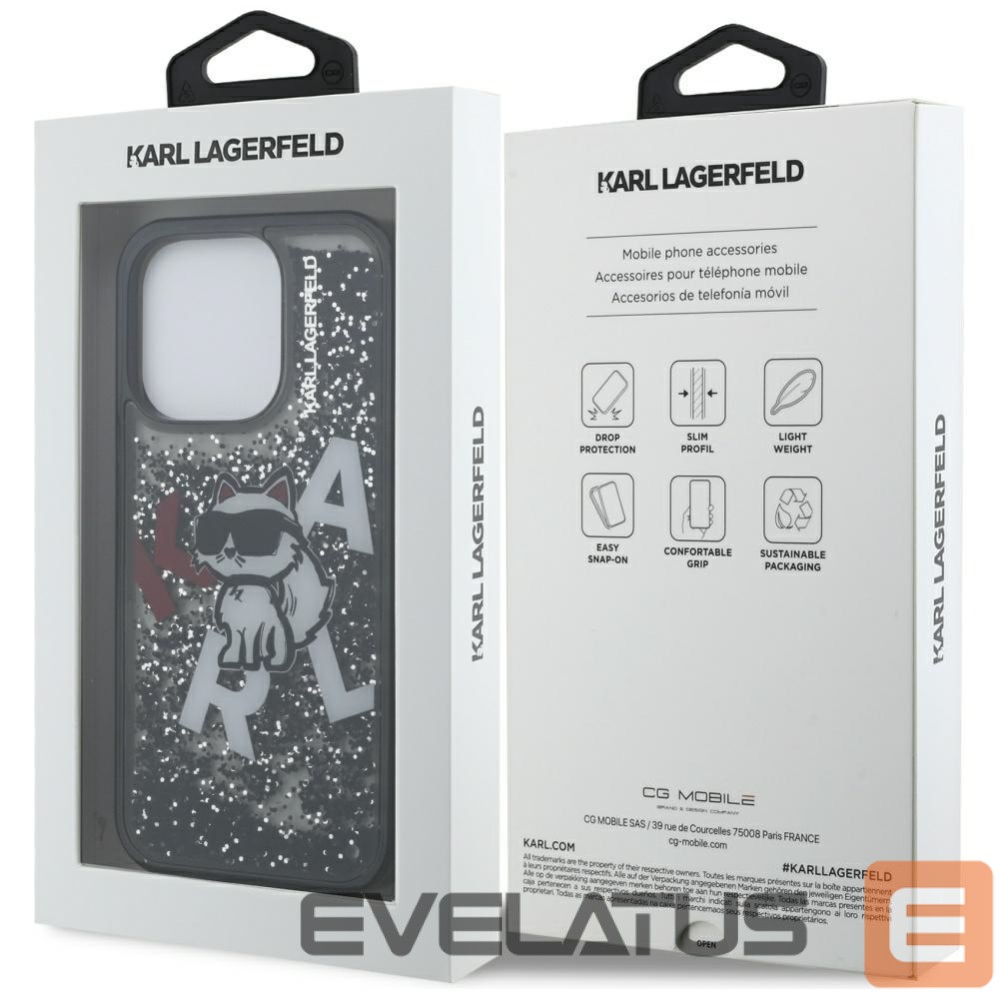 Other goods Karl Lagerfeld Karl Lagerfeld Liquid Glitter Choupette Logo Case for iPhone 16 Pro Max - Black