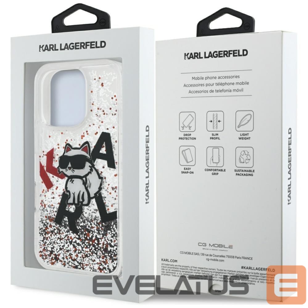 Other goods Karl Lagerfeld Karl Lagerfeld Liquid Glitter Choupette Logo Case for iPhone 16 Pro Max - Clear