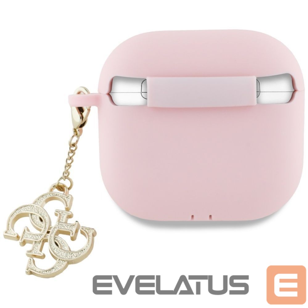 Back panel cover Guess Guess AirPods 4 cover Silicone 4G Charm case - pink
