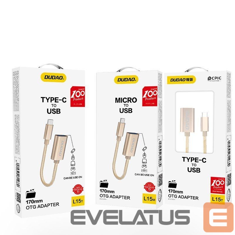 Cable Dudao Dudao adapter cable OTG USB 2.0 to USB Type C gray (L15T)