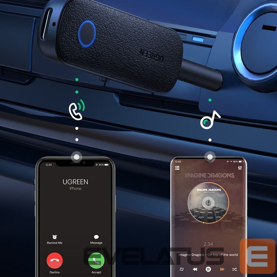 FM transmitter Ugreen receiver bluetooth transmitter mini jack 3.5mm (CM403) 81885 Black