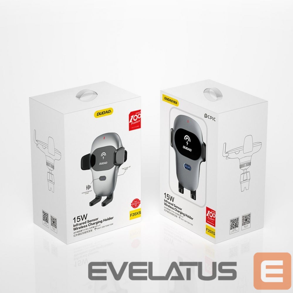 Auto holder Dudao Dudao Automatic Car Holder with Built-in Qi 15W Wireless Charger Gray (F20xs)