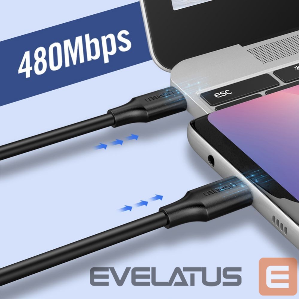 Cable Ugreen Ugreen US286 USB-C - USB-C PD QC 3A 480Mb/s cable 1.5m - black