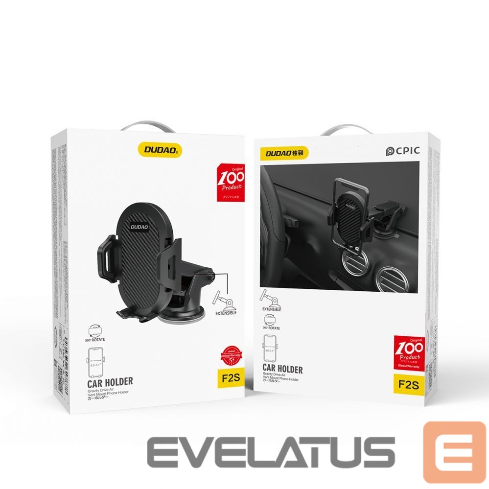 Auto holder Dudao Dudao Telescopic Gravity Car Windshield Mount Holder Black (new F2S black)