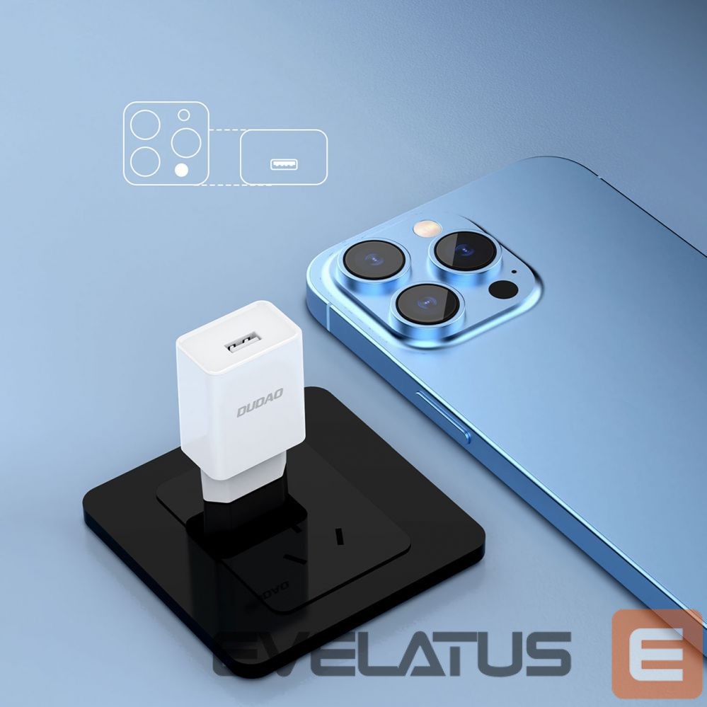 Adapter Dudao Dudao A4EU USB-A 2.1A wall charger - white + USB-A - USB-C cable