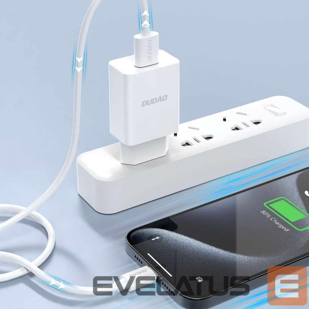 Adapter Dudao Dudao A4EU USB-A 2.1A wall charger - white + USB-A - USB-C cable