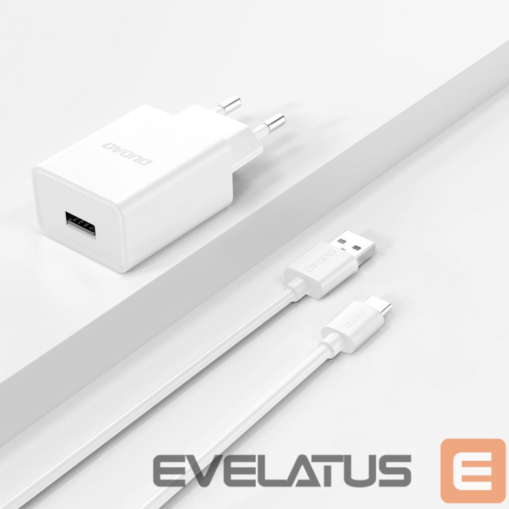 Adapter Dudao Dudao A4EU USB-A 2.1A wall charger - white + USB-A - USB-C cable