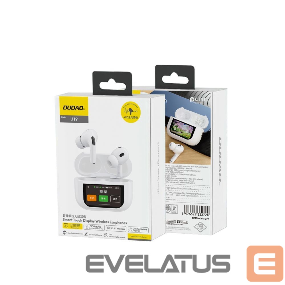 Wireless headphones Dudao Dudao U19 in-ear TWS wireless Bluetooth 5.3 headphones with LED display - white