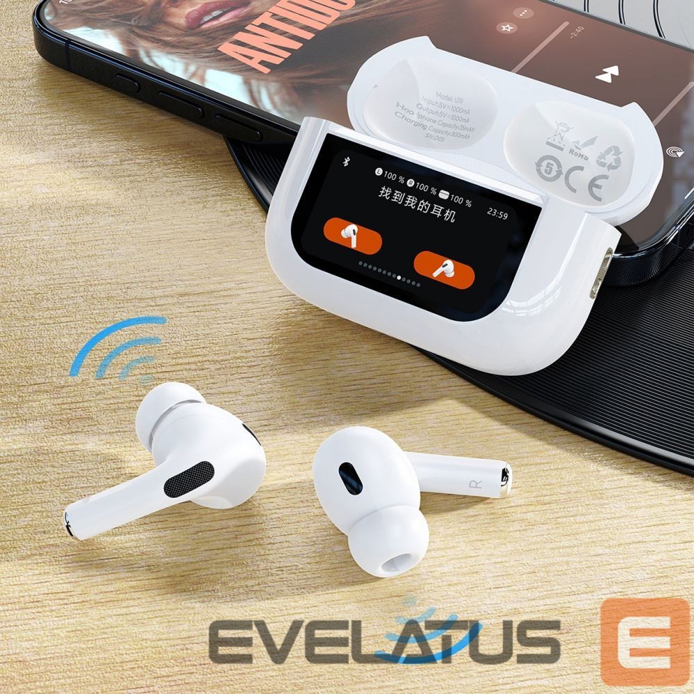 Wireless headphones Dudao Dudao U19 in-ear TWS wireless Bluetooth 5.3 headphones with LED display - white
