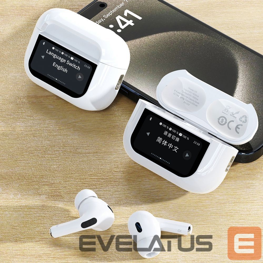 Wireless headphones Dudao Dudao U19 in-ear TWS wireless Bluetooth 5.3 headphones with LED display - white