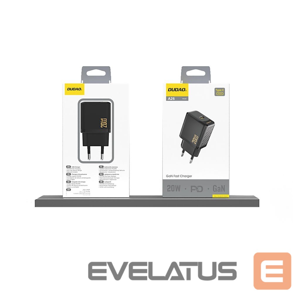 Adapter Dudao Dudao A26 PD20W GaN USB-C Charger - Black