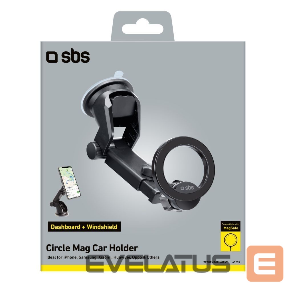 Auto holder SBS SBS TESUPMAGRINGEXT Smartphone Holder for Dashboard and Windshield, MagSafe Compatible - Black