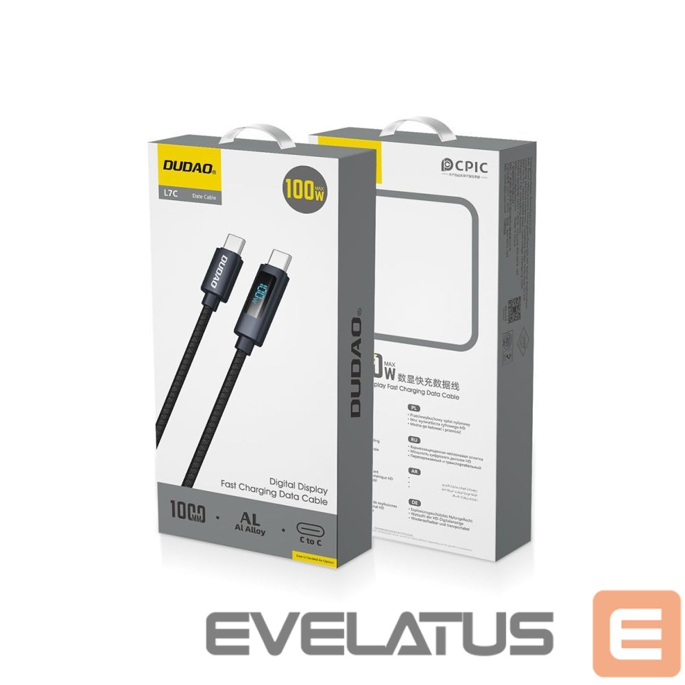 Cable Dudao Dudao L7C USB-C - USB-C 100W Cable with LED Display 1m - Black
