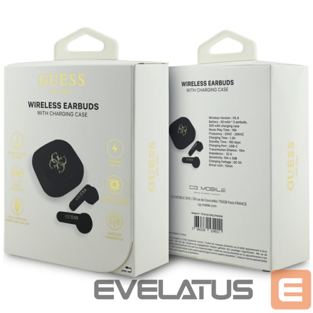 Wireless headphones Guess Wireless earphones TWS Guess 4G Metal Logo black