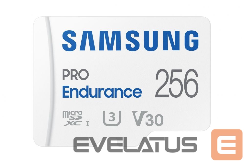 Memory cards Samsung PRO Endurance MB-MJ256KA/EU 256 GB, MicroSD Memory Card, Flash memory class U3, V30, Class 10, SD adapter