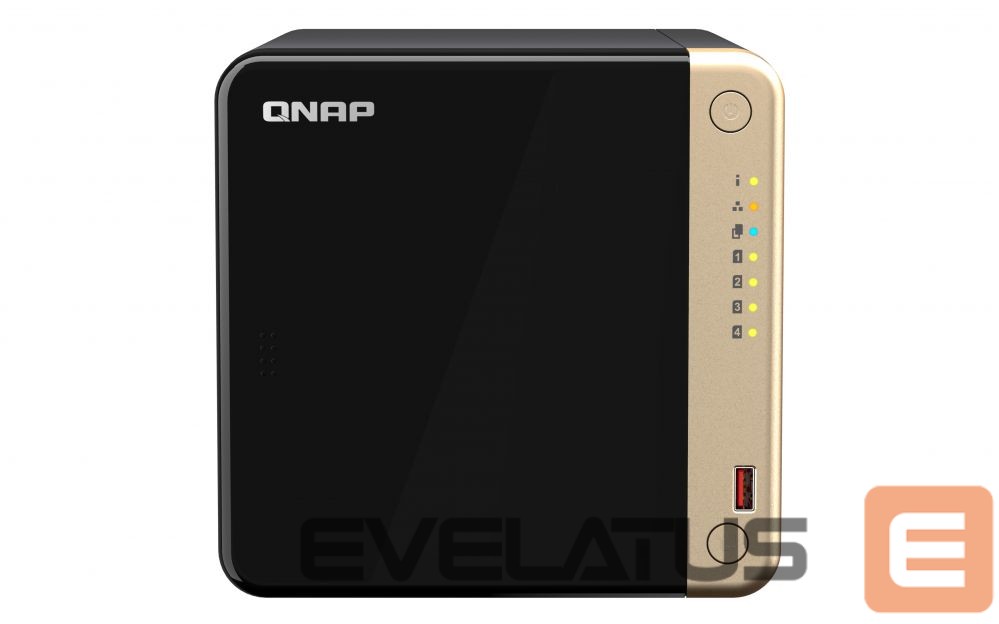 Flash drive QNAP TS-464-8G 4-Bay desktop NAS, Intel® Celeron® N5105/N5095 quad-core, 8 GB onboard not expandable, 4 x 3.5"/2.5" SATA 6Gb/s drive bays, 2