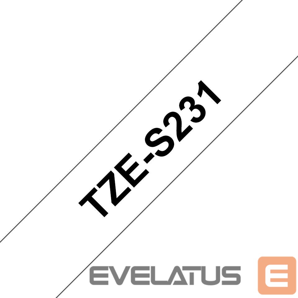 Printer accessories Brother TZ-S231 Strong Adhesive Laminated Tape Black on White, TZe, 1.2 cm, 8 m
