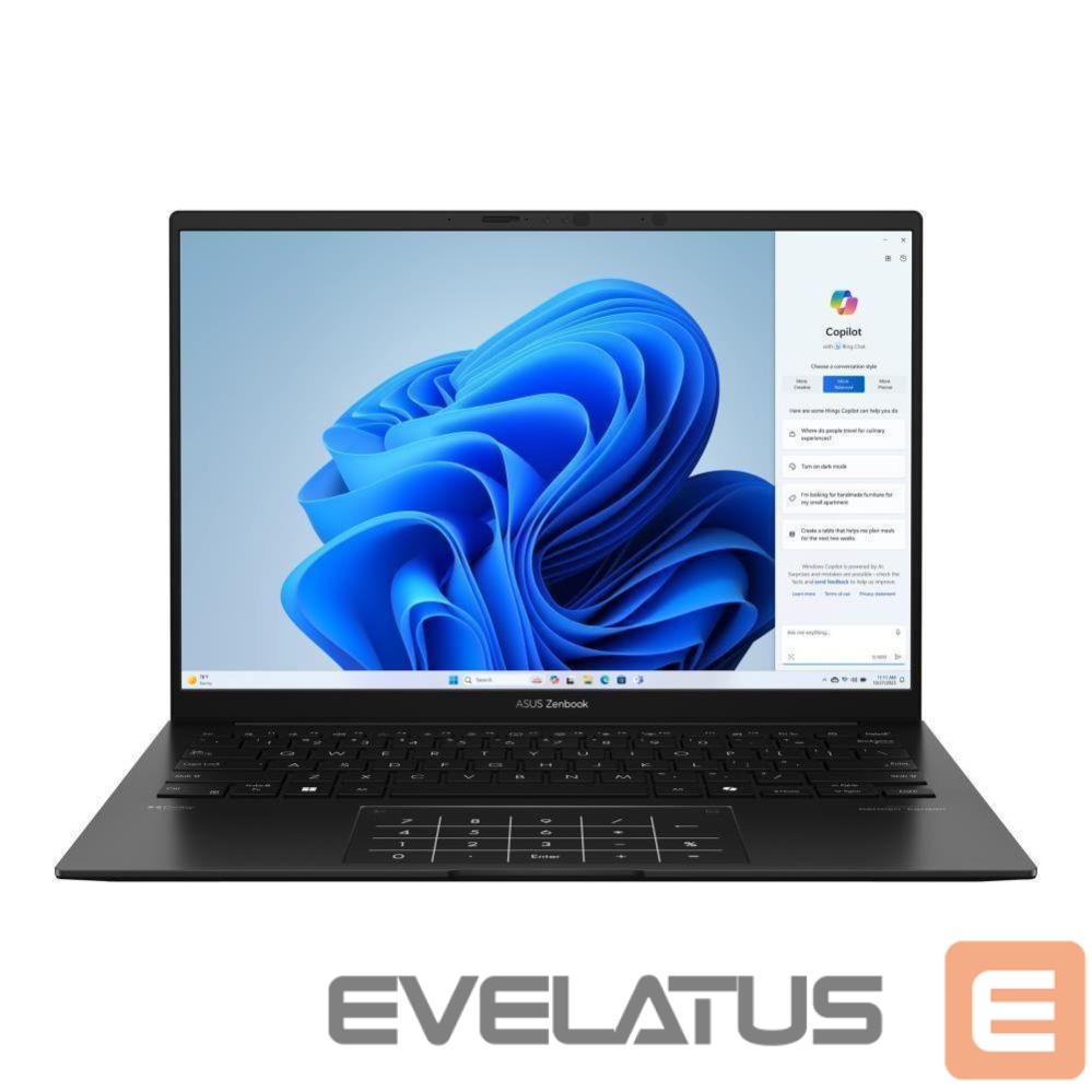 Laptop computer Asus Notebook||ZenBook Series|14 OLED|UM3406KA-QD066W|CPU AMD Ryzen AI 5|340|2000 MHz|14"|1920x1200|RAM 16GB|LPDDR5x|SSD 1TB|AMD Radeon Graphics|Integrated|ENG|NumberPad|Windows 11 Home|Black|1.2 kg|90NB14U1-M00LJ0