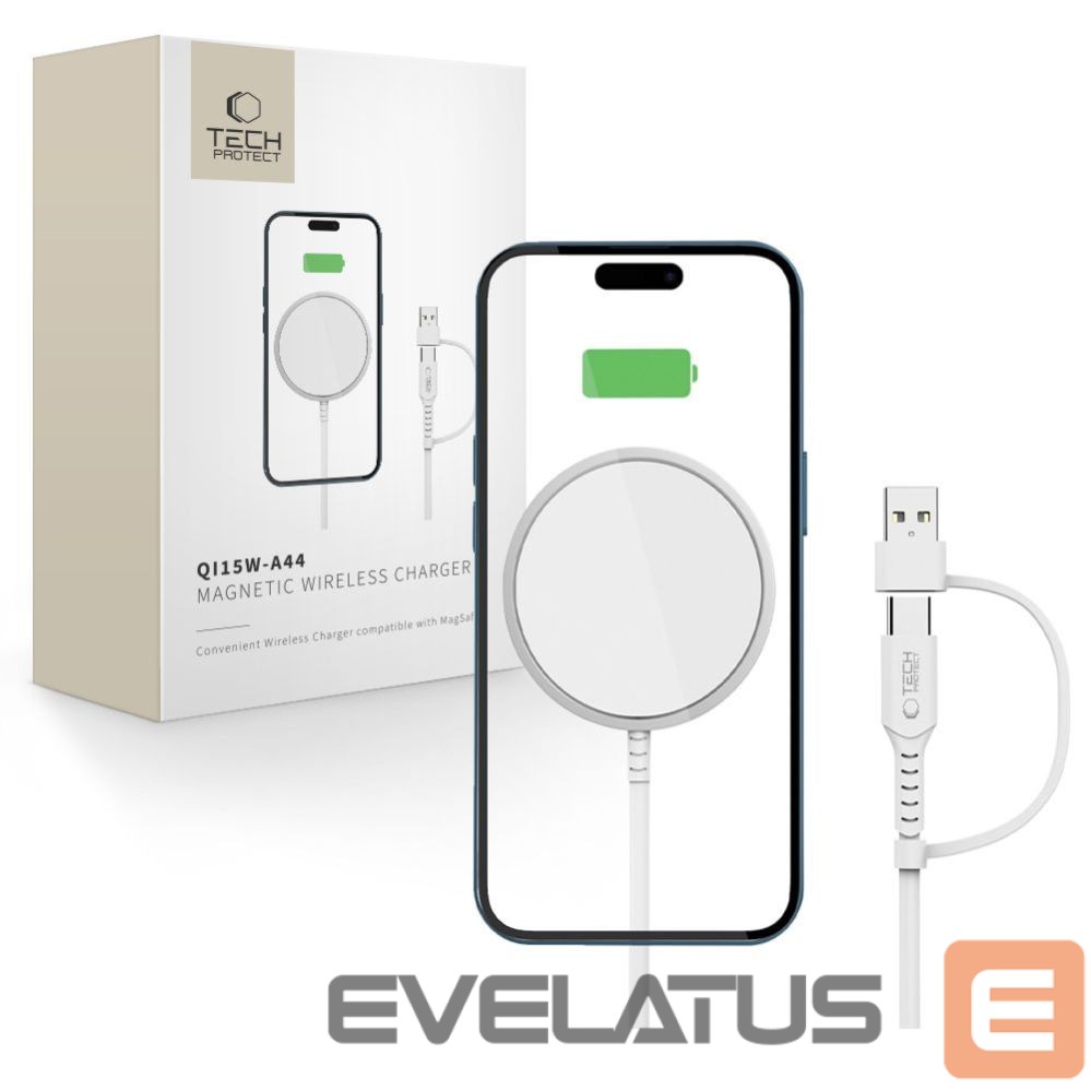 Other goods Tech-Protect Tech-Protect QI15W-A44 Magnetic Wireless Charger with MagSafe - White