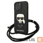 Other goods Karl Lagerfeld  Karl Lagerfeld Leather Monogram Patch and Cord Iconik Case for iPhone 13 Pro / 13 - Black 