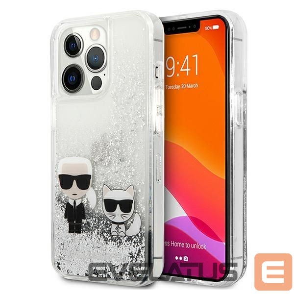 Other goods Karl Lagerfeld Karl Lagerfeld Liquid Glitter Karl&Choupette case for iPhone 13 Pro / 13 6.1" - silver