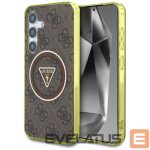 Back panel cover Guess  Guess 4G Glitter Triangle Buttons MagSafe Case for Samsung Galaxy S25 Brown 