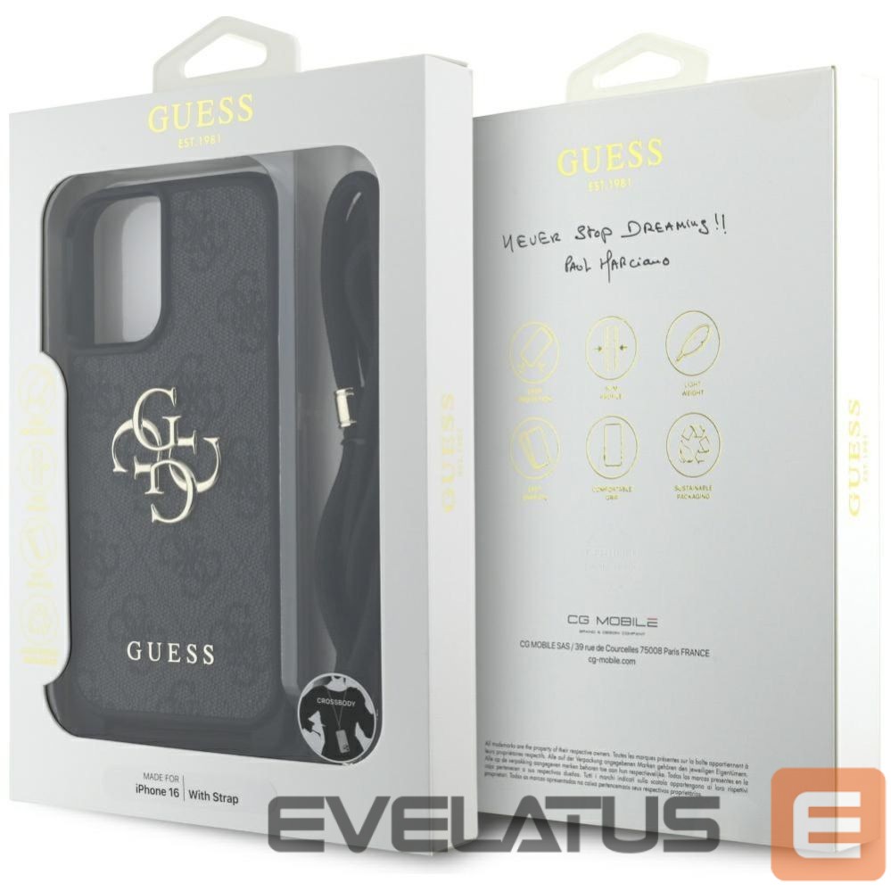 Other goods Guess Guess 4G Big Logo Cord Stap Crossbody Case for iPhone 16 Black