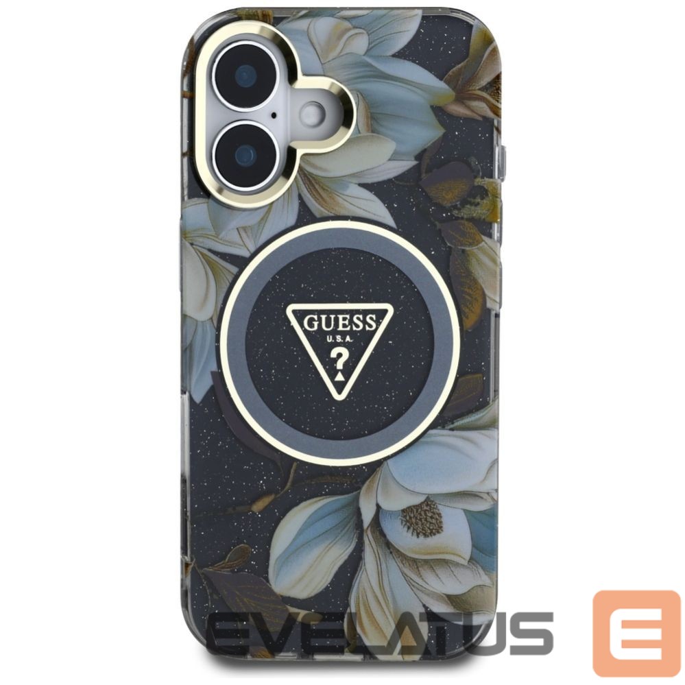 Other goods Guess Guess Glitter Flowers Triangle Buttons MagSafe case for iPhone 16 black