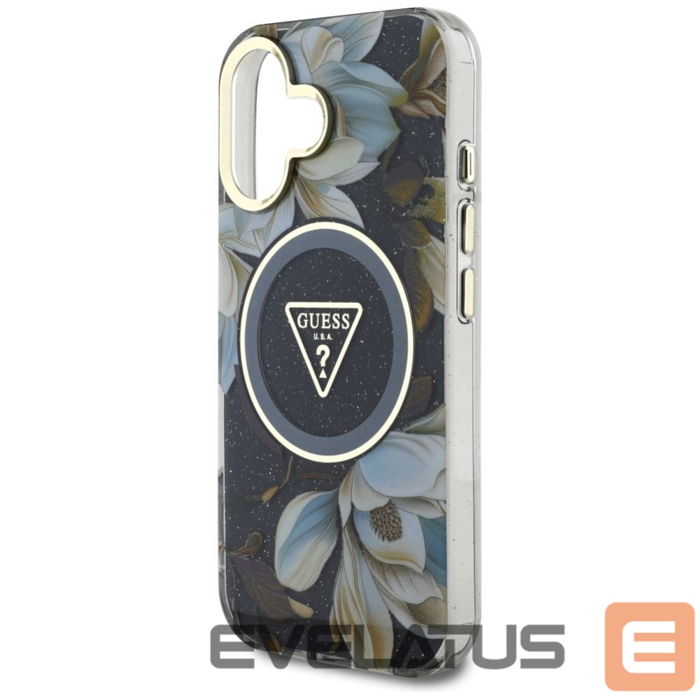 Other goods Guess Guess Glitter Flowers Triangle Buttons MagSafe case for iPhone 16 black
