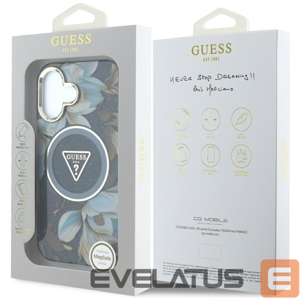 Other goods Guess Guess Glitter Flowers Triangle Buttons MagSafe case for iPhone 16 black