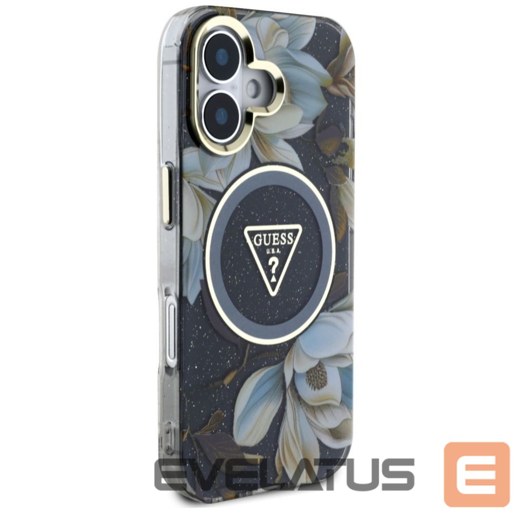 Other goods Guess Guess Glitter Flowers Triangle Buttons MagSafe case for iPhone 16 black