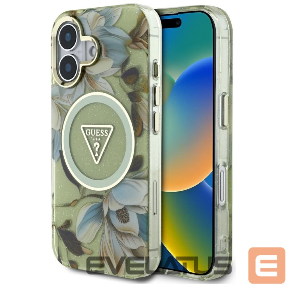 Other goods Guess Guess Glitter Flowers Triangle Buttons MagSafe case for iPhone 16 green