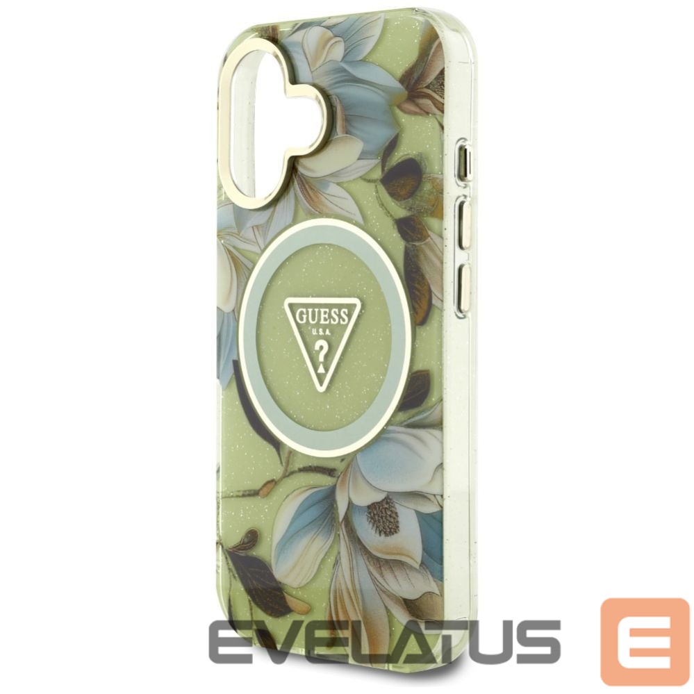 Other goods Guess Guess Glitter Flowers Triangle Buttons MagSafe case for iPhone 16 green