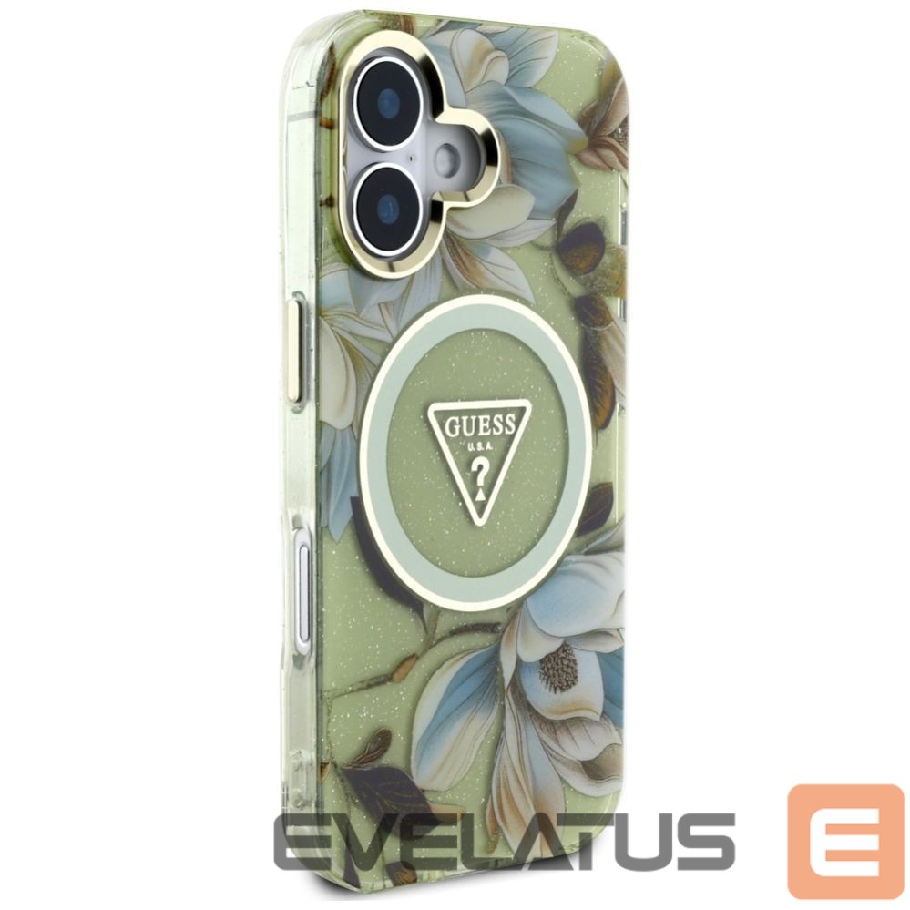 Other goods Guess Guess Glitter Flowers Triangle Buttons MagSafe case for iPhone 16 green